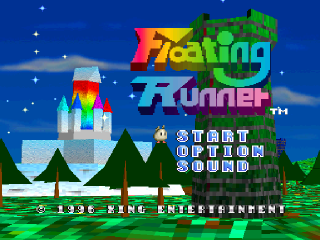 Floating Runner Quest for the 7 Crystals title screen for Playstation